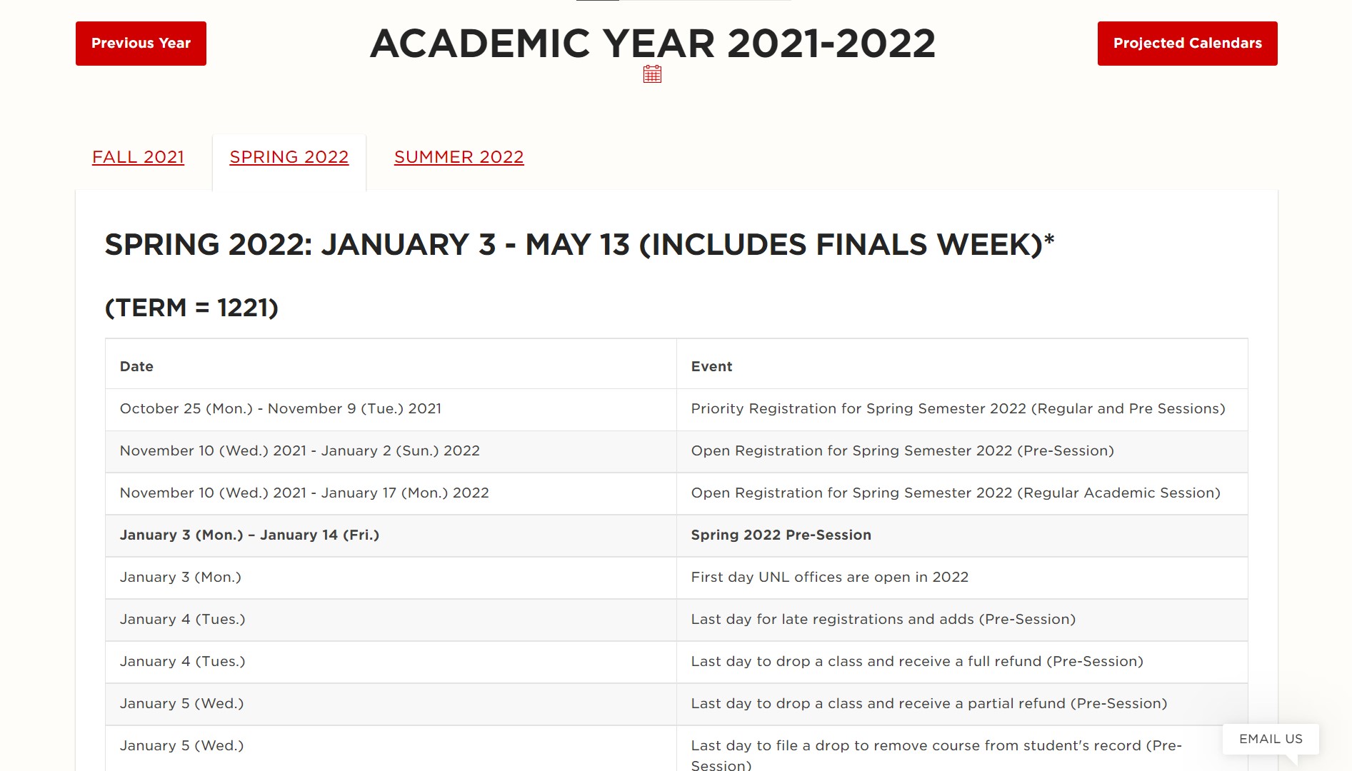 Academic Calendar