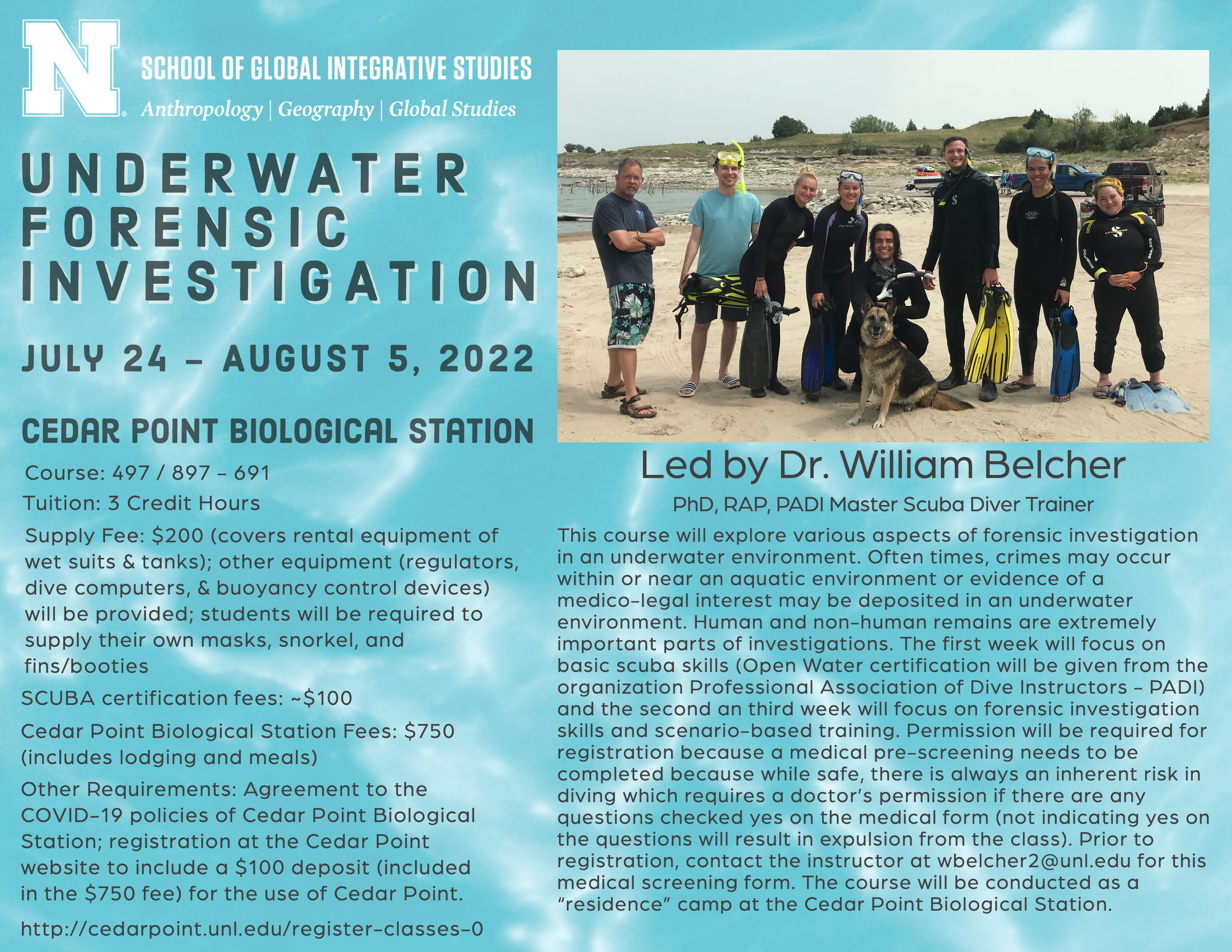 Summer 2022 Field School - ANTH 497: Underwater Forensic Investigation
