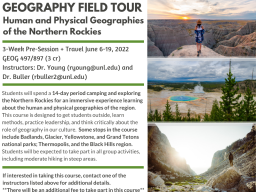 Explore the Northern Rockies with UNL Geography! 