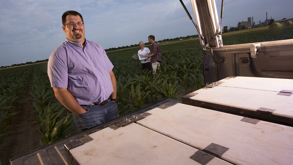 A research paper by Trenton Franz, associate professor of hydrogeophysics at Nebraska, and co-authors points to an innovative irrigation approach that could decrease water use while increasing producer profitability. (Craig Chandler/University Communicati