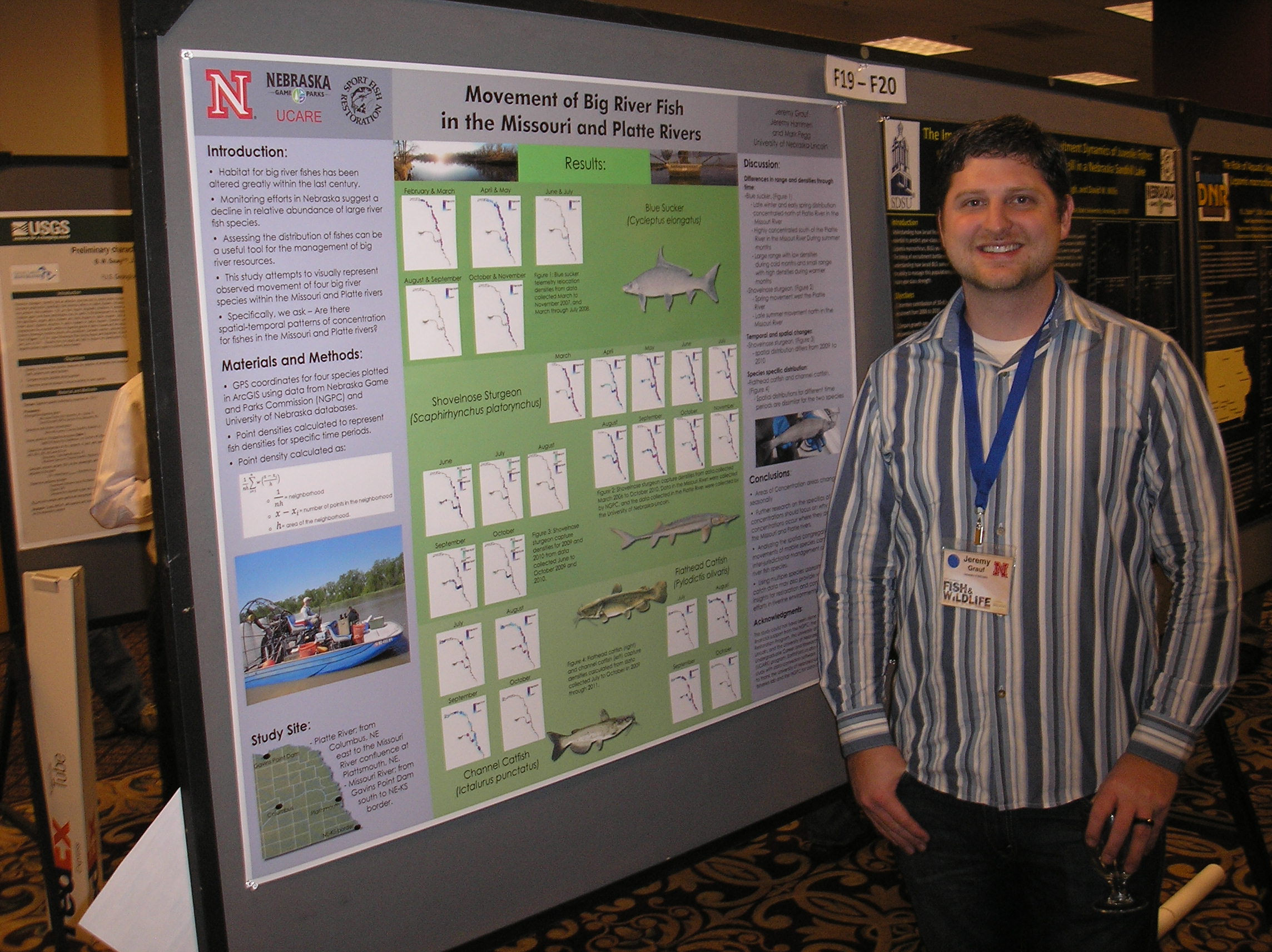 Jeremy Grauf, a Fisheries and Wildlife student, presented a poster on Movement of Big River Fish in the Missouri and Platte Rivers at the 2011 Midwest Fish and Wildlife Conference.