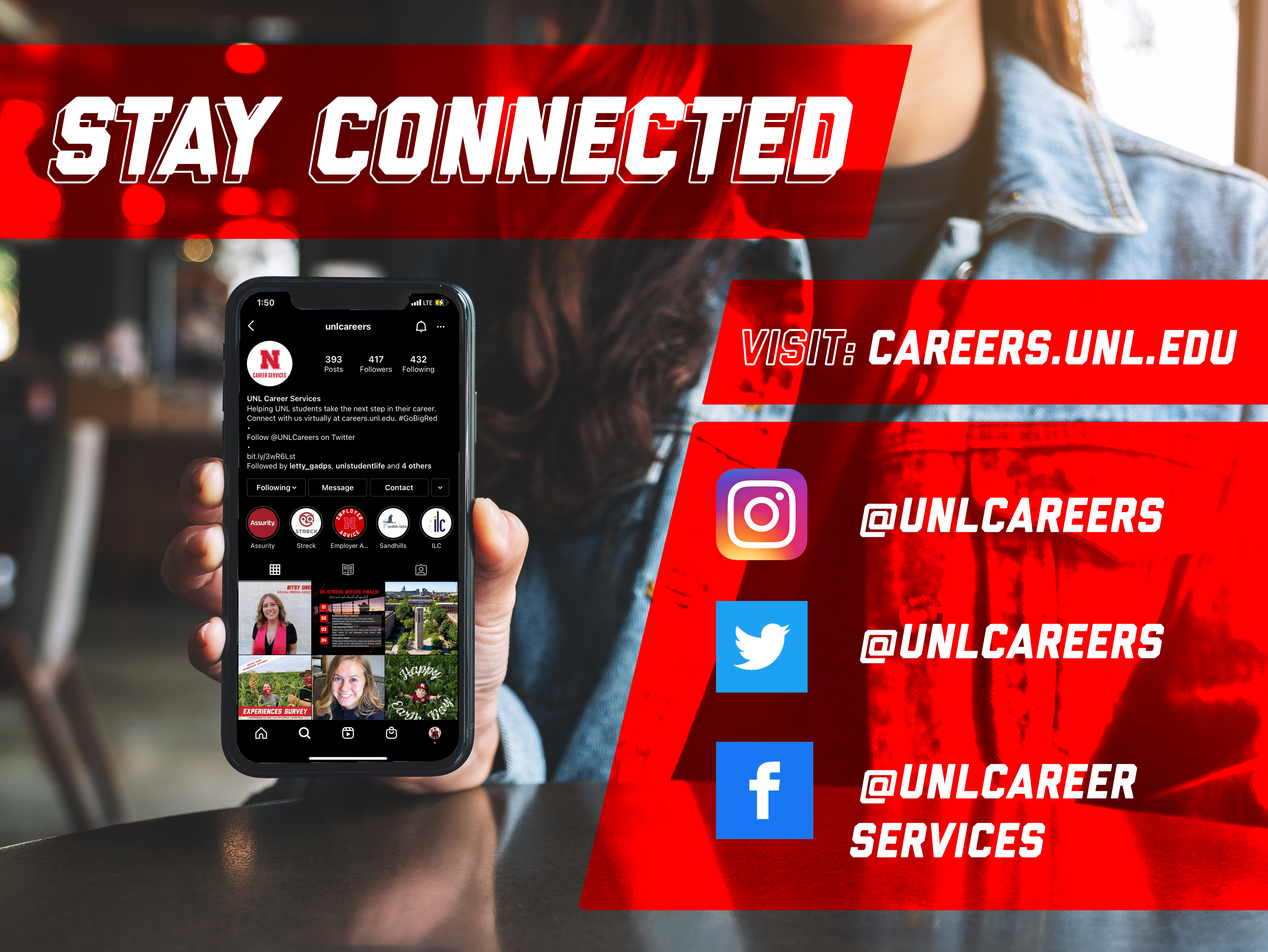 Follow Career Services for events, tips, and some fun.