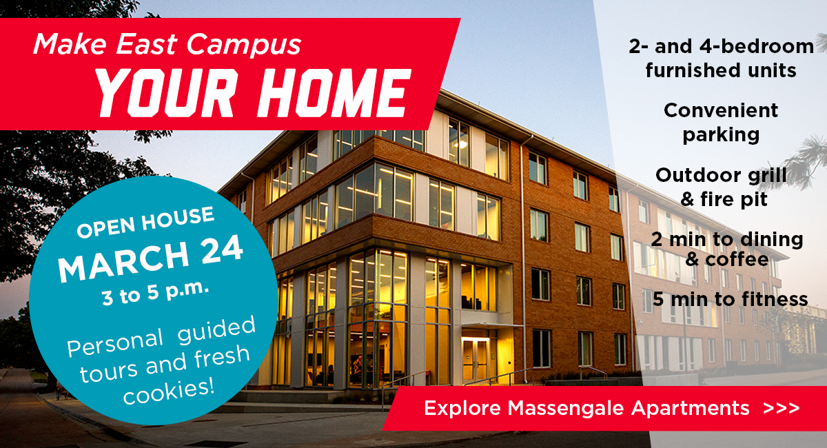 Massengale Apartments. Open House from 3 to 5 p.m. March 24, 2022. Personal guided tours and fresh cookies. 