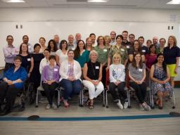 Group photo of instructors who attend the Institute for Online Teaching in 2018.