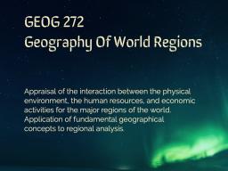 GEOG 272: Geography of World Regions