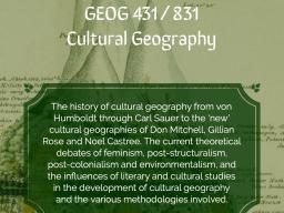 GEOG 431/831: Cultural Geography