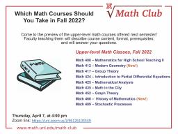 Math Club: Fall 2022 Course Preview