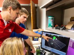 Students engaged in research activity with faculty mentor in 2018. 