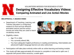 Volunteers are needed for research study on effective vocabulary videos. Sign up by Friday, April 15. 