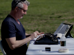 Tim Youd retyping Mary McCarthy’s "The Group" at Vassar College in Poughkeepsie, New York.