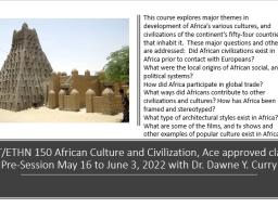 HIST/ETHN 150: African Culture and Civilization