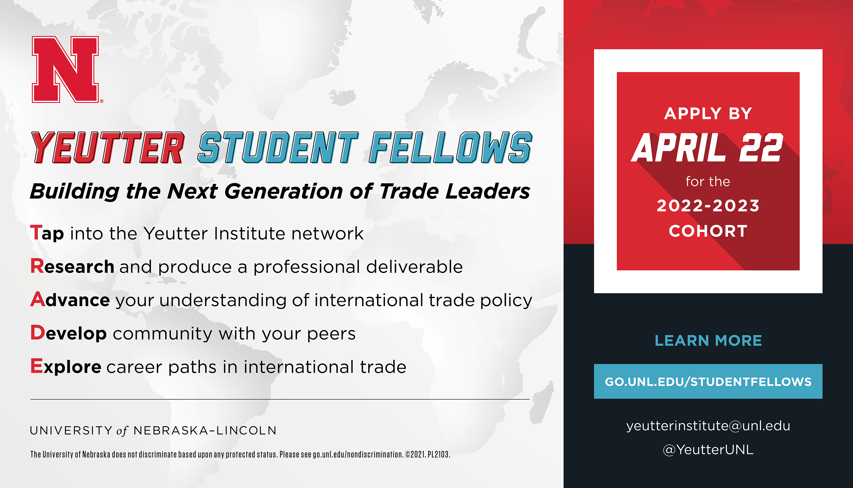 Applications Open for Yeutter Student Fellows, Close April 22