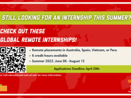 QR code links to UNL Global Remote Internships page