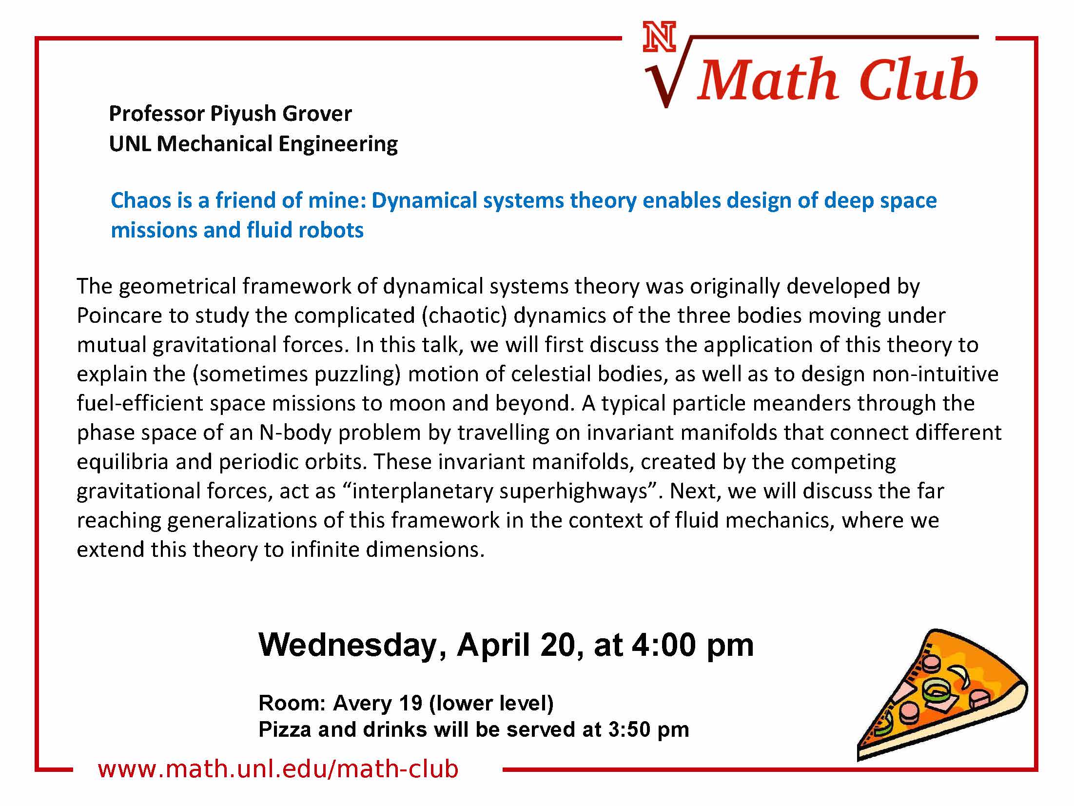 Math Club Event: Professor Grover (UNL Engineering)