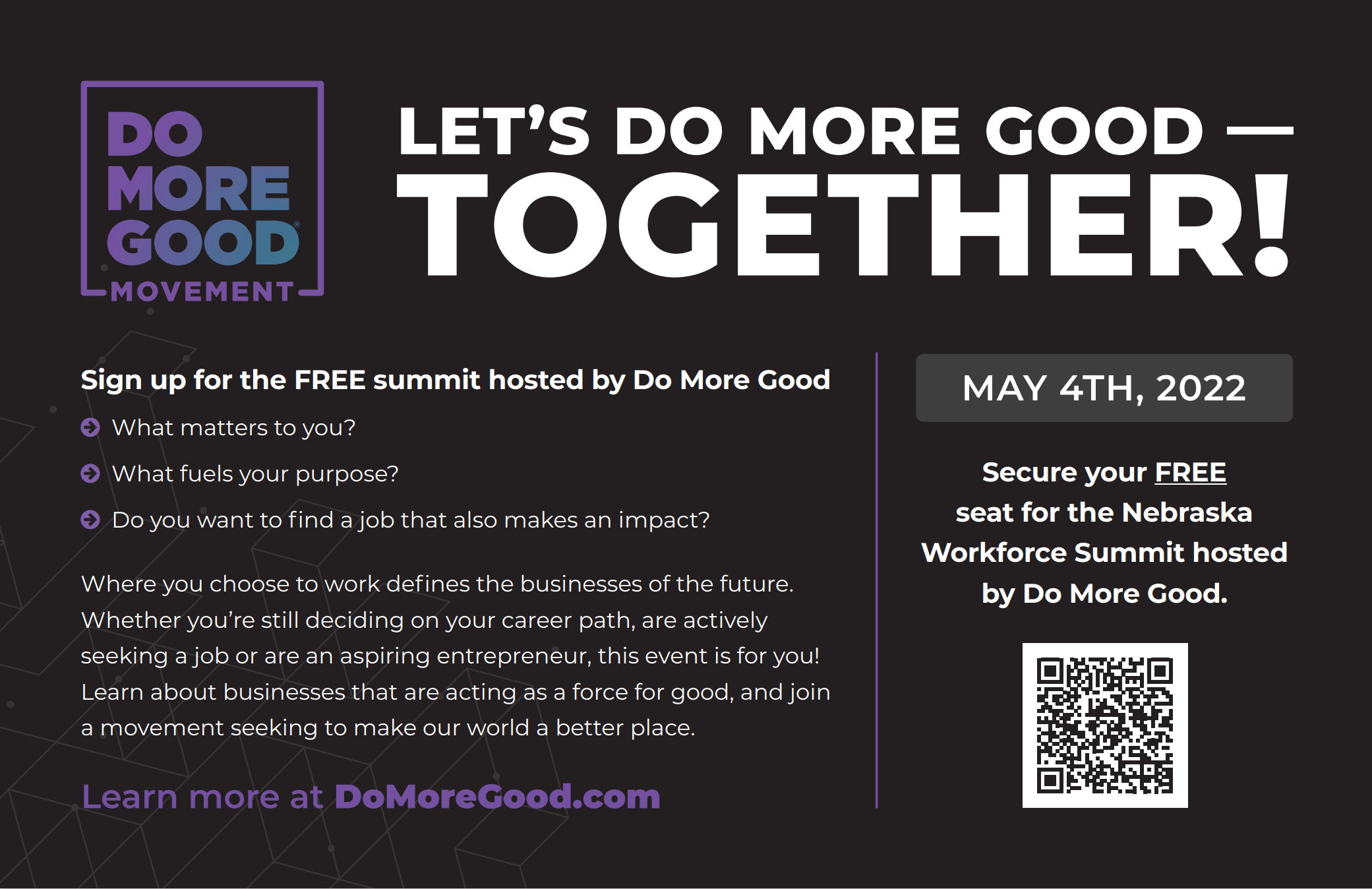 DO MORE GOOD MOVEMENT NEBRASKA WORKFORCE SUMMIT