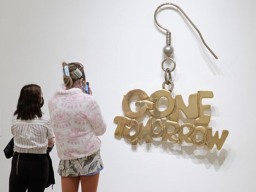 Amanda Ross-Ho, Gone Tomorrow, 2013. Aluminum and steel plated in gold and brass, 52 × 48 inches
