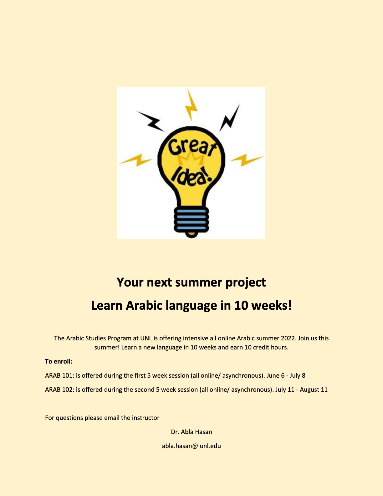 Learn Arabic this Summer!