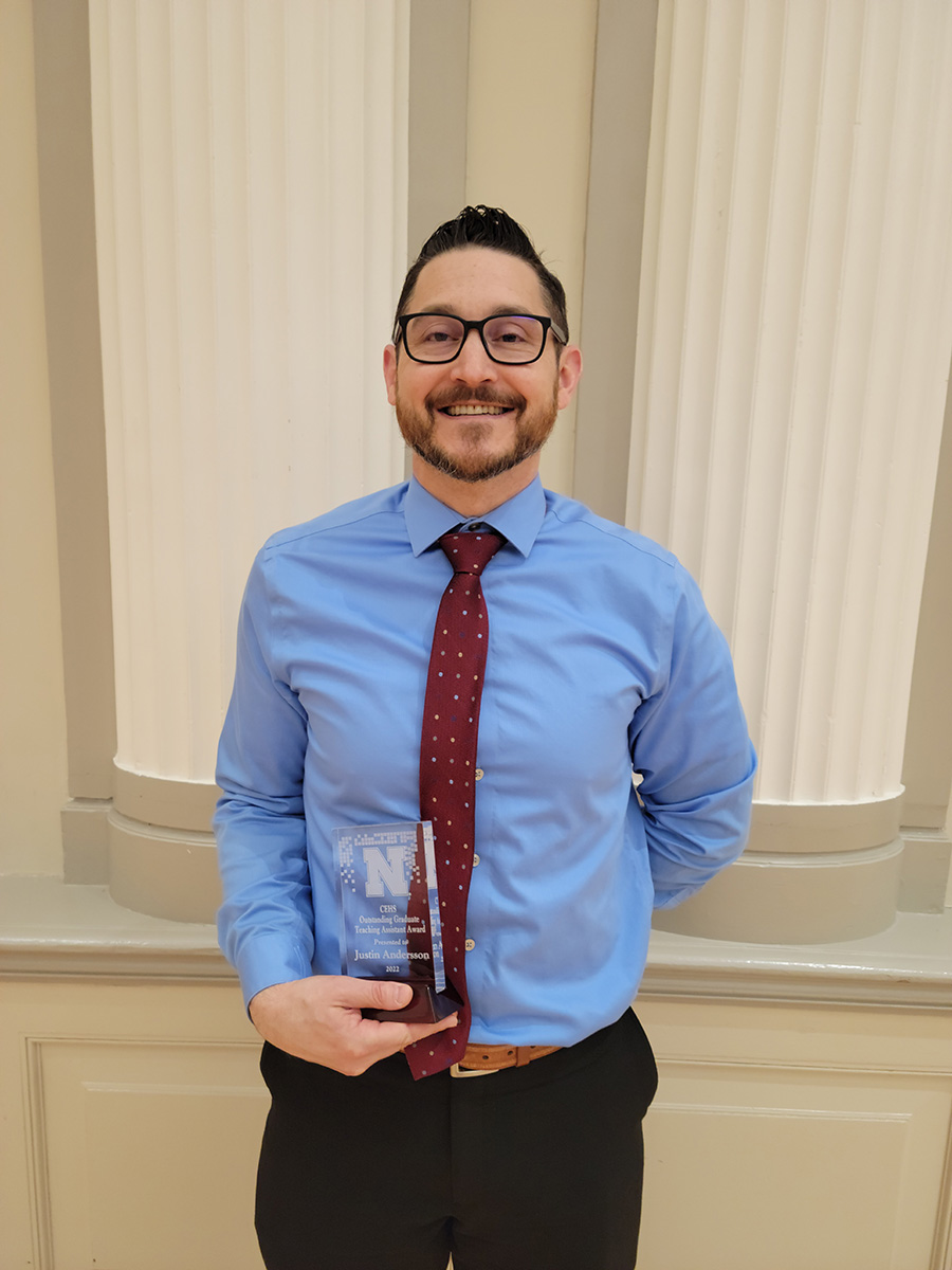 Justin Andersson, former OPS science coach and science teacher, and current Educational Psychology doctoral candidate, has received the 2022 CEHS Graduate Teaching Award.