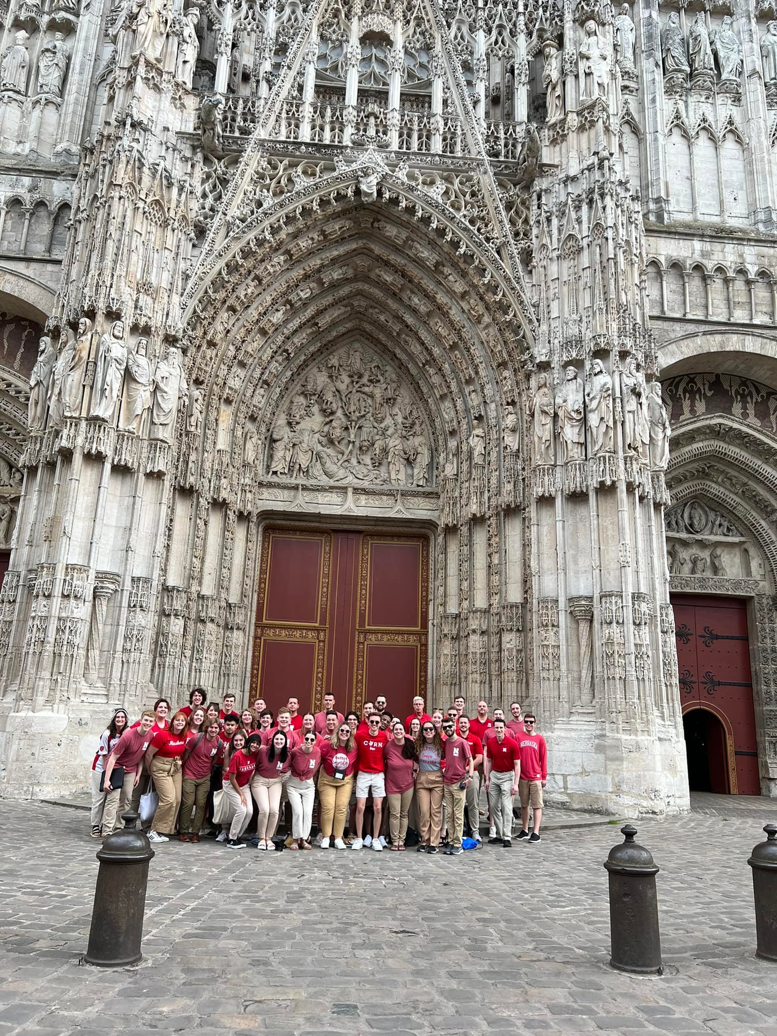 Students in front of the Rouen Gothic Cathedral, France’s tallest cathedral. Courtesy photo.