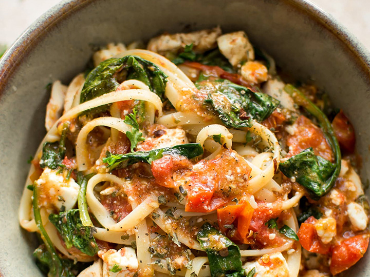 Chicken Feta Spinach Pasta