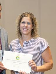 Katie Pekarek, Extension Educator, accepts national award for the video "Nitrate in Nebraska - The Basics."