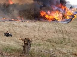 A prescribed burn beats back trees in Loess Canyons. Photo: Andy Moore