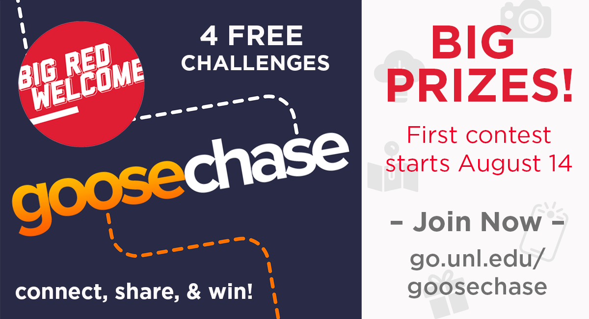 Big Red Welcome's Goosechase Challenge. Connect, Share, & Win.