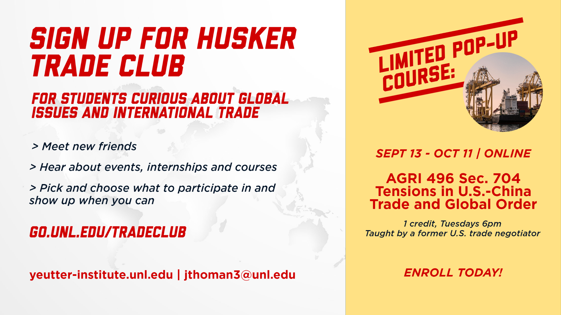 Enrollment open for 1 credit pop-up course on US-China trade running Sept. 13 – Oct. 11