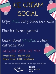 Init Ice Cream Social Poster Aug 25th in Avery 106 @ 7pm.