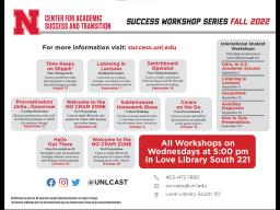 Fall 2022 Academic Success Workshops