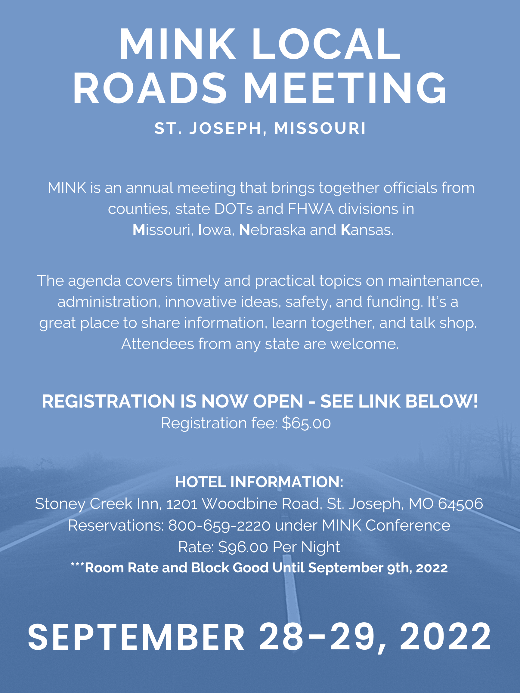 Join us at MINK for timely topics in rural transportation.