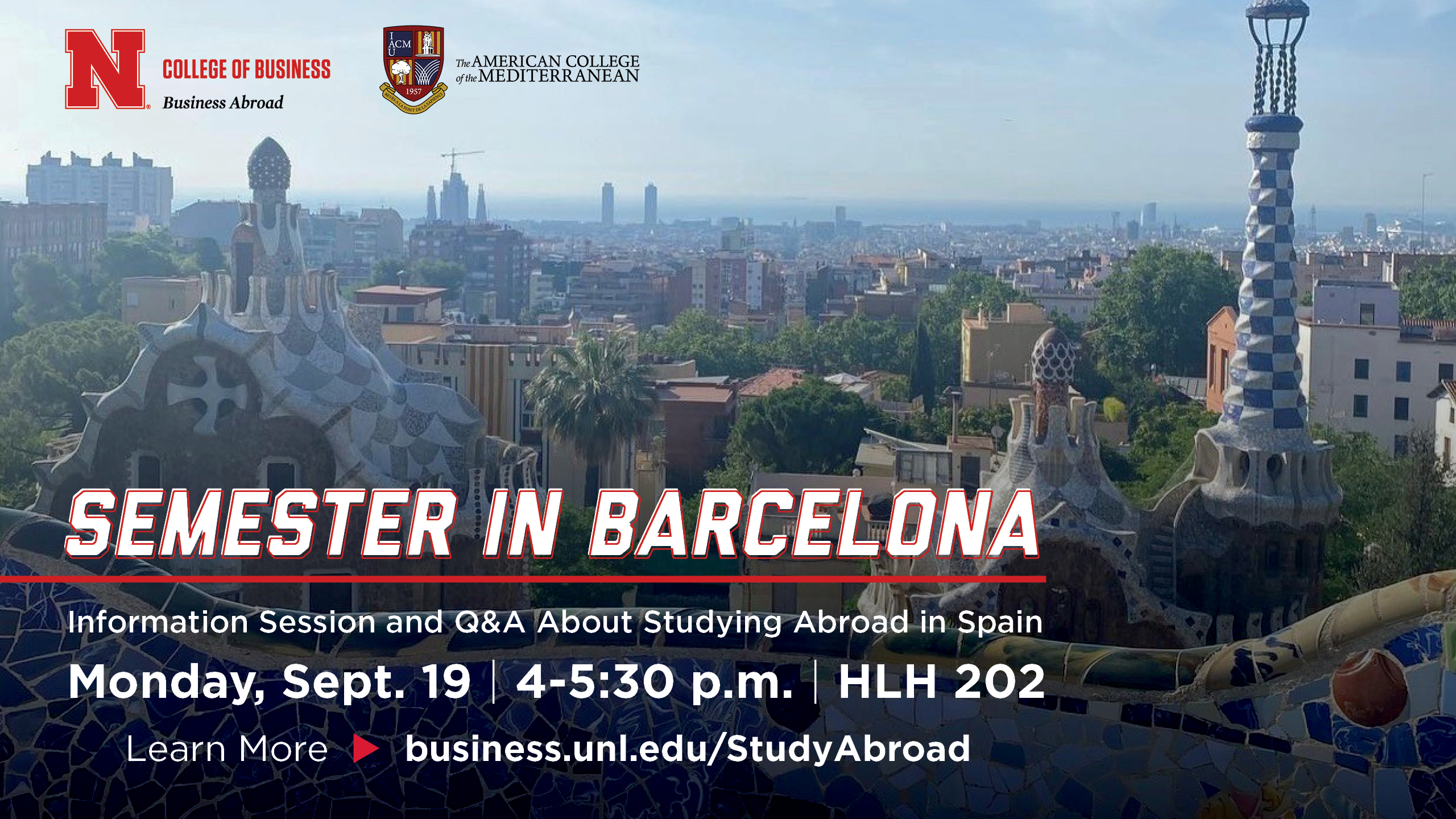Semester in Barcelona Information Session | September 19 at 4 p.m. in HLH 202