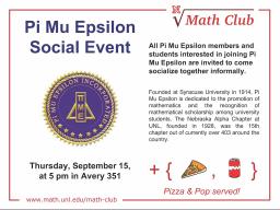 Pi Mu Epsilon Social Event