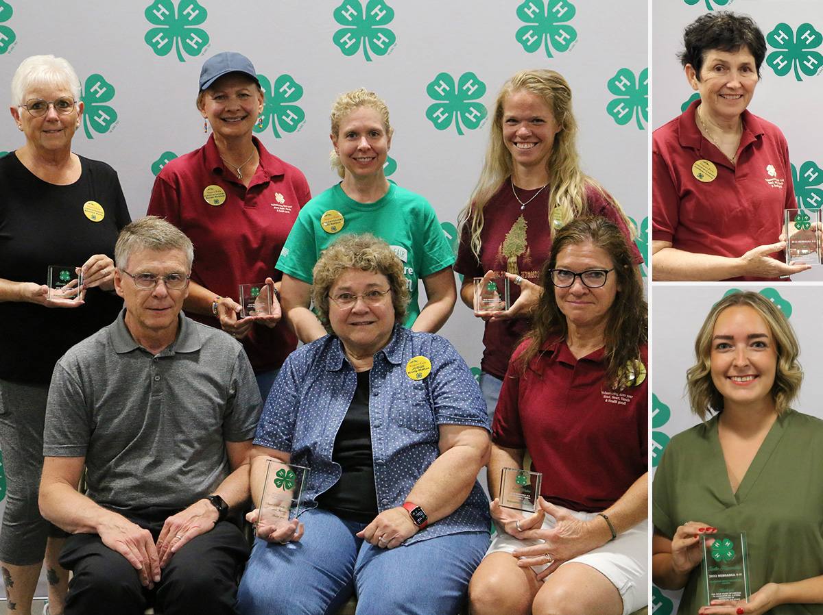 (Left photo) (Front row L–R) Dave Hattan, Kristy Hattan, Tammy Wollen. (Back row L–R) Beverlee Keller, Susan Holland, Jill Hattan, Brandy Brock. (Tyler Hattan not pictured.); (Upper right photo) Kath Conroy; (Lower right photo) Sadie Hammond 