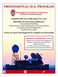 University of Wisconsin-Madison - Atmospheric & Oceanic Sciences Professional M.S.