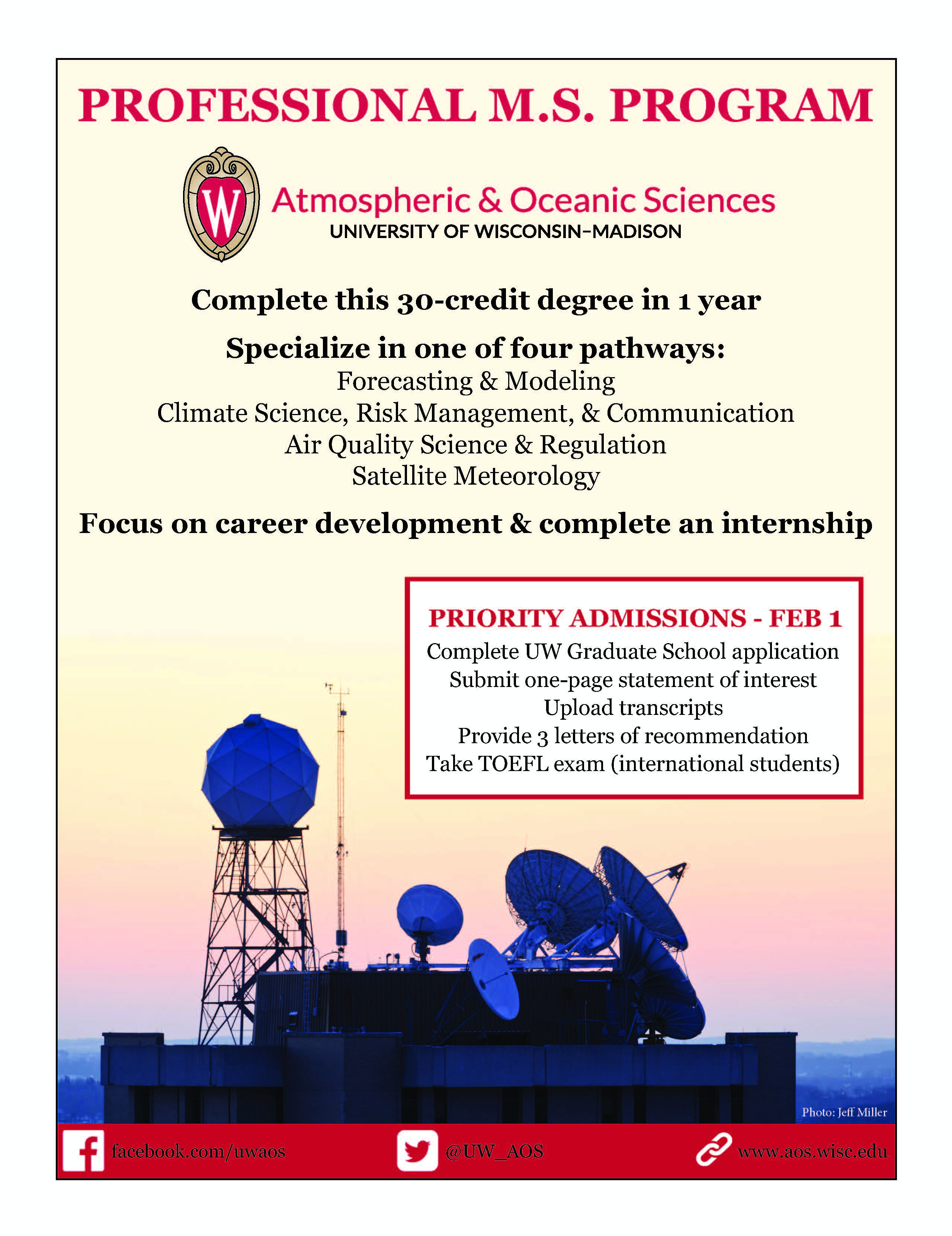 University of Wisconsin-Madison - Atmospheric & Oceanic Sciences Professional M.S.