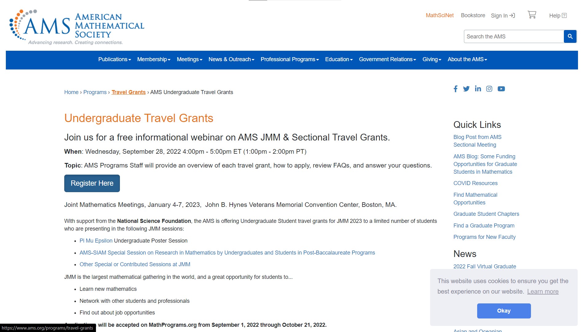 Looking for travel support for the Joint Mathematics Meetings?