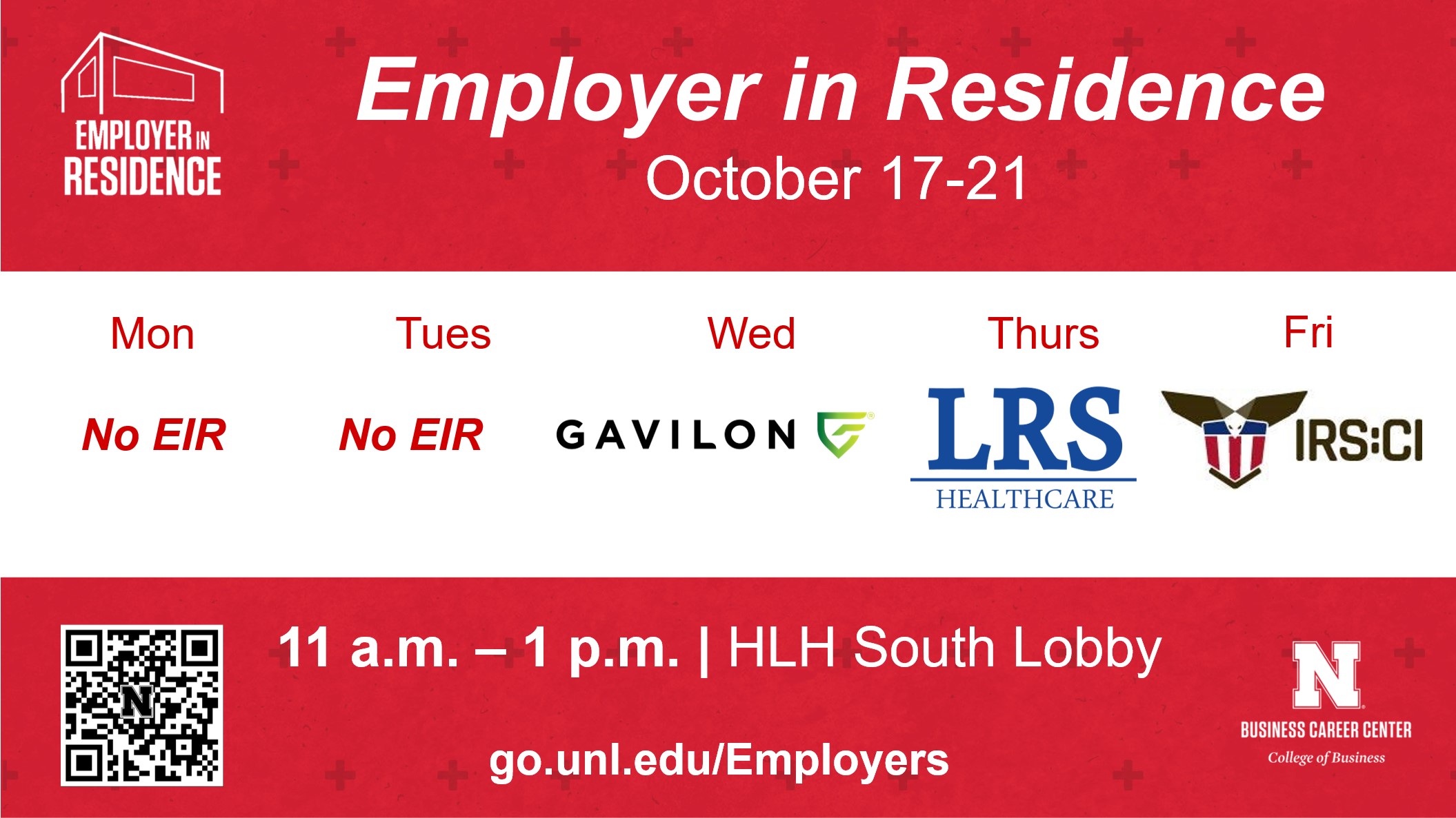 Employer in Residence Schedule | October 17-21