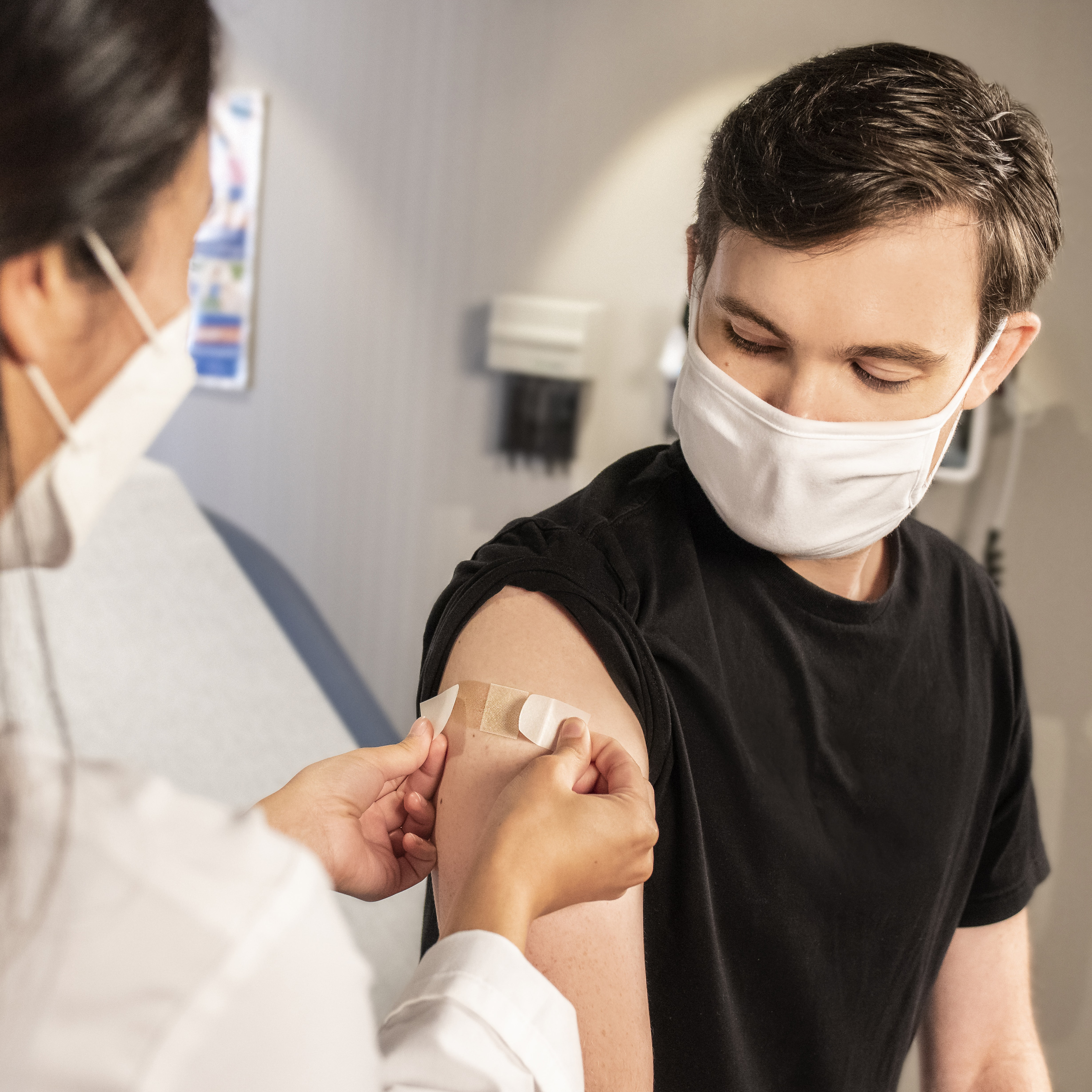 Student receiving a flu shot