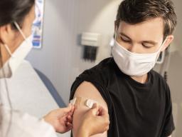 Student receiving a flu shot
