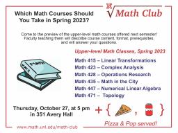 Math Club: Spring 2023 Course Preview Event