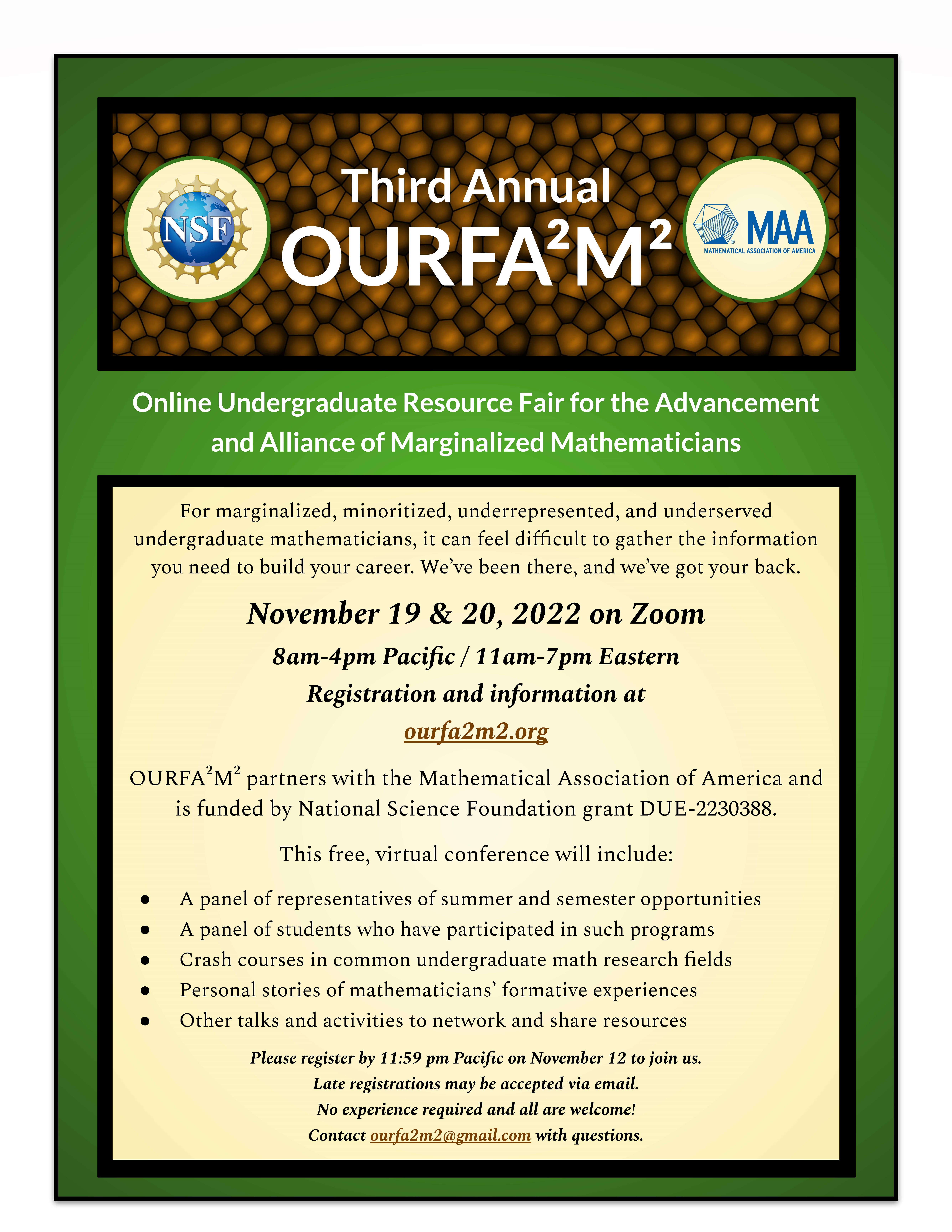 Online Undergraduate Resource Fair for the Advancement and Alliance of Marginalized Mathematicians 