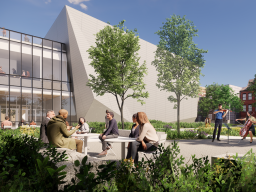 A rendering of the new Westbrook Music Building. The project is scheduled to be completed in spring 2025. Image courtesy of Sinclair Hille Architects and BNIM.