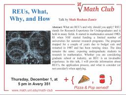 Math Club: REUs, What, Why, and How