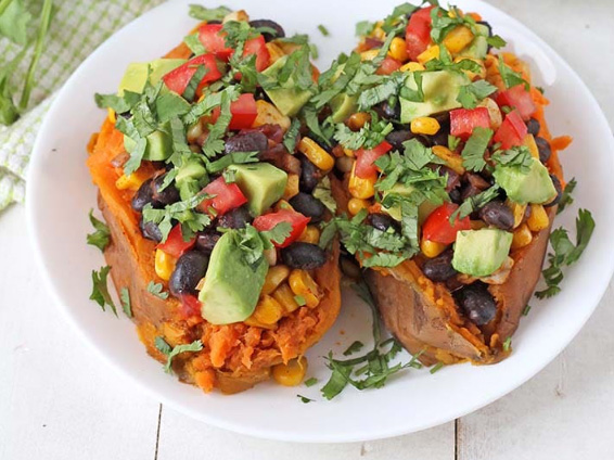 Black bean stuffed sweet potatoes