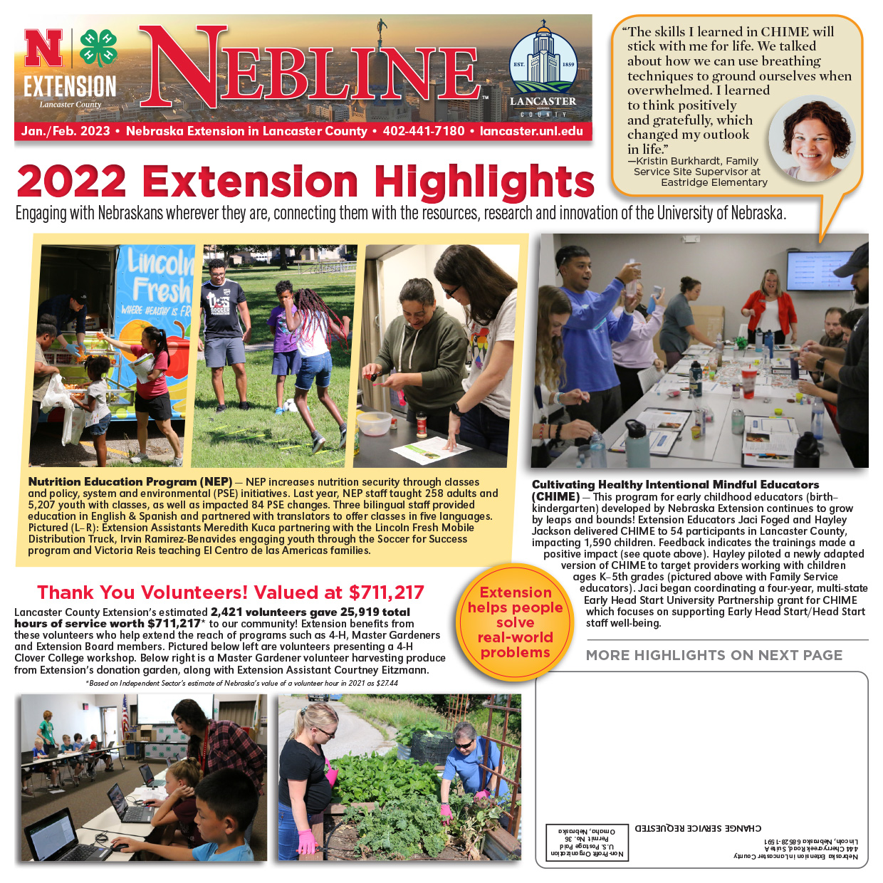 Front page of 2022 Extension Highlights print version