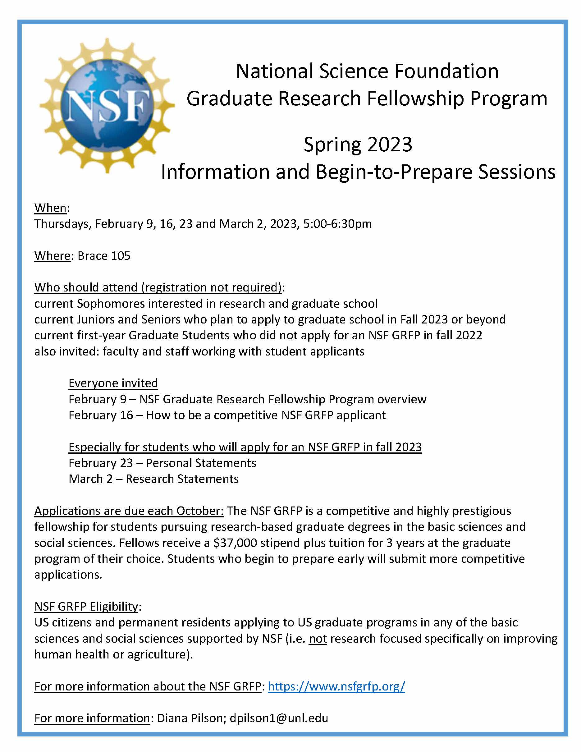 NSF GRFP Spring 2023 Information and BegintoPrepare Sessions