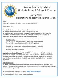 NSF GRFP Spring 2023 Information and Begin-to-Prepare Sessions