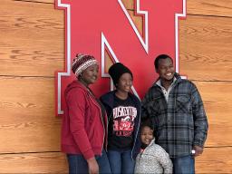 Computer science Ph.D. student Roland Madadjim and his family were presented with one of Union Bank & Trust's Magic Moments experiences last week in the University of Nebraska-Lincoln Union auditorium. 