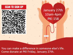 NESCO blood drive is Jan. 27, from 10 a.m.-4 p.m. in PKI 158.